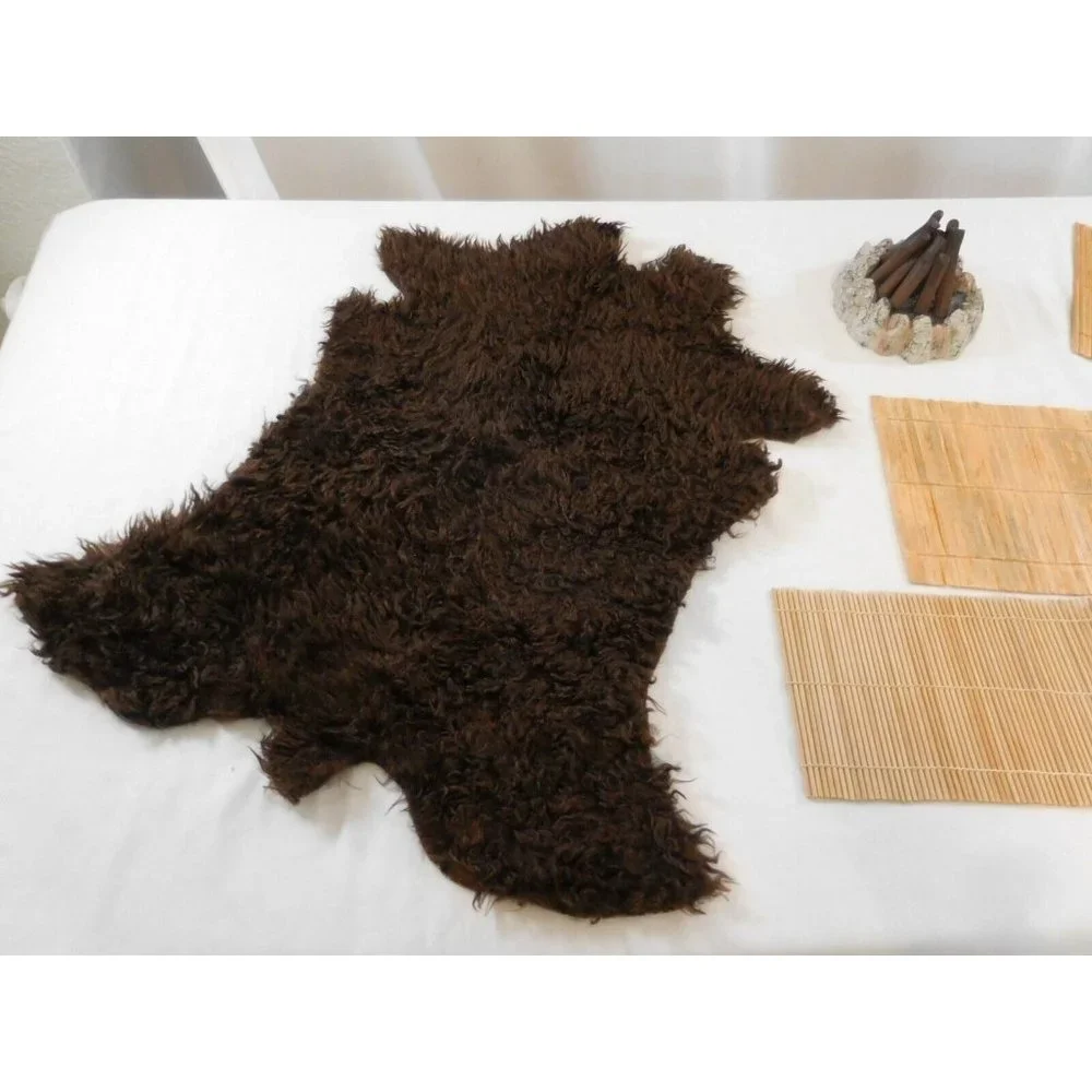 American Girl Doll Kaya Replacement Tule + Brown Faux Fur Blanket +  Wood Fire P